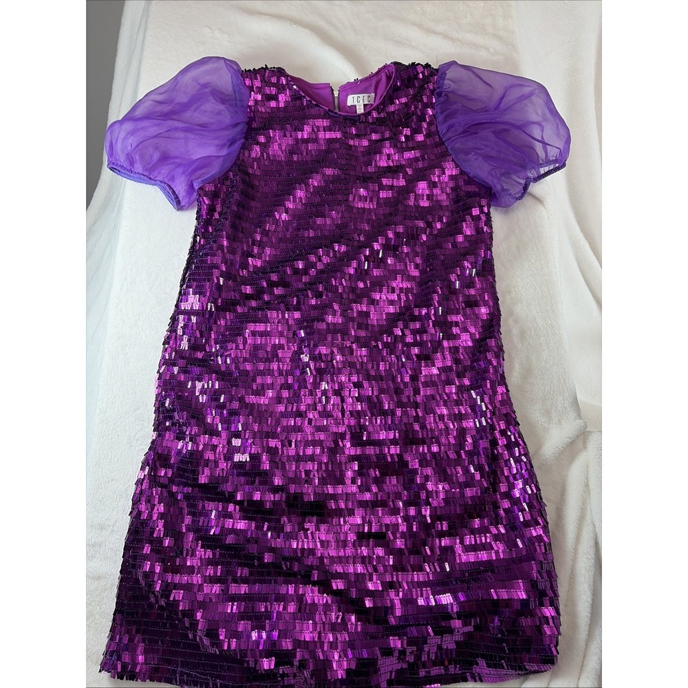 tcec dress‎ Purple Sequin Sheer Sleeve